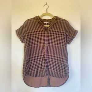 Beach Lunch Lounge, Brown & Black Plaid Top, size XS